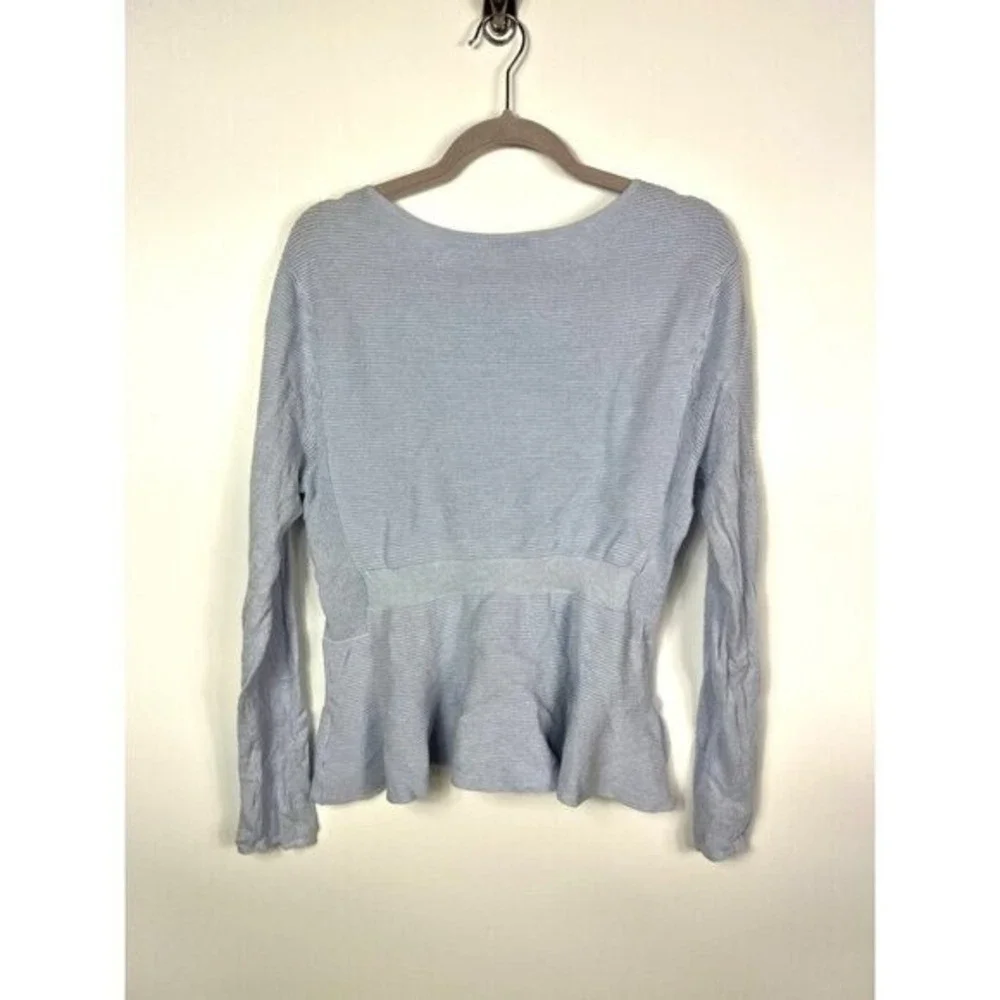 Bar III Womens Light Blue Peplum Long Sleeve Ribbed Knit‎ Sweater XL